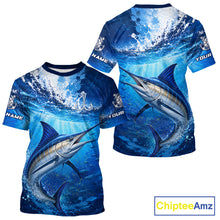 Load image into Gallery viewer, Marlin Short Sleeve T-Shirt Ocean Blue 3D All Over Print Performance Shirt 