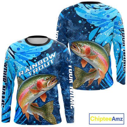 Rainbow Trout Fishing Shirt For Men, Ice Fishing Shirt, Rainbow Trout Long Sleeve Fishing Gift NHT1390