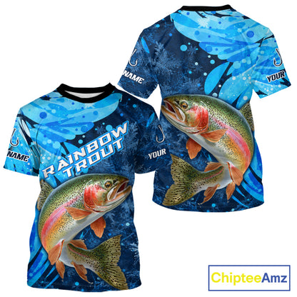 Rainbow Trout Fishing Shirts Short Sleeve For Men, Ice Fishing Shirts Short Sleeve, Rainbow Trout Long Sleeve Fishing Gift NHT1390