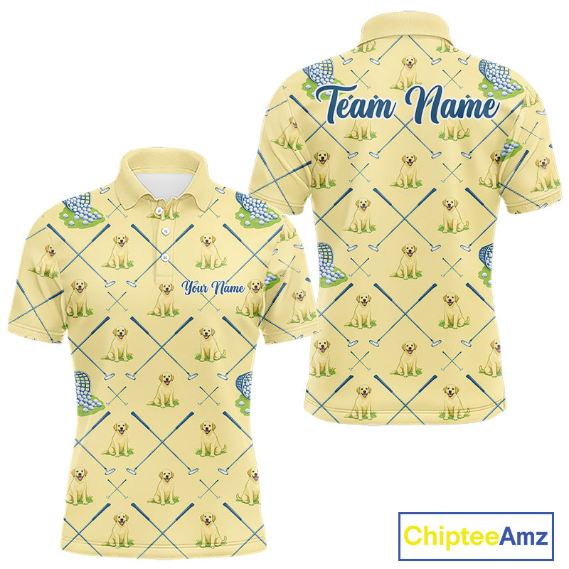 Funny Yellow Labrador Golf Polo Shirt For Team, Men’S Polo Shirt For Golf Lovers NHT564