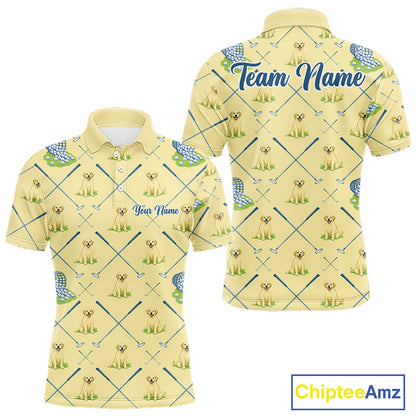 Funny Yellow Labrador Golf Polo Shirt For Team, Men’S Polo Shirt For Golf Lovers NHT564