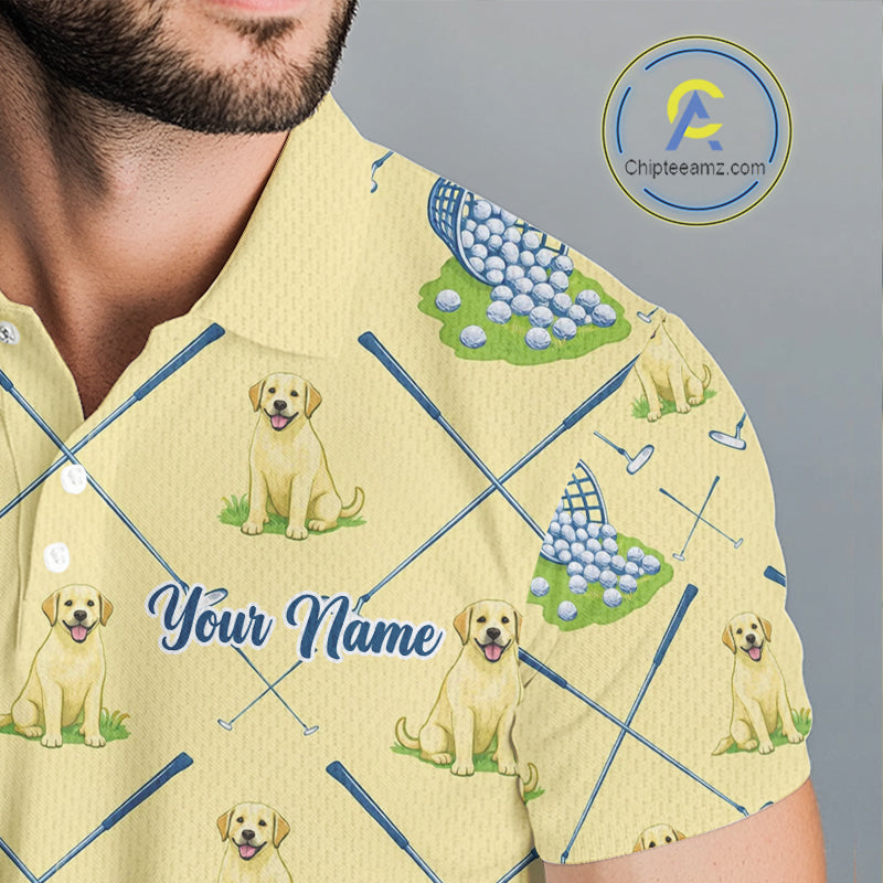 Funny Yellow Labrador Golf Polo Shirt For Team, Men’S Polo Shirt For Golf Lovers NHT564