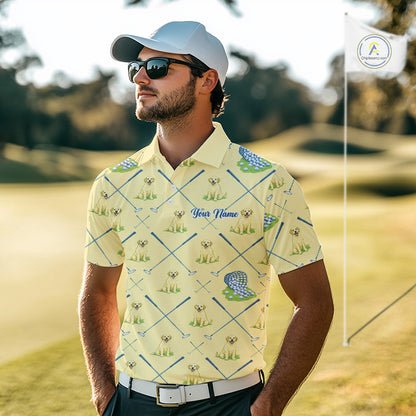 Funny Yellow Labrador Golf Polo Shirt For Team, Men’S Polo Shirt For Golf Lovers NHT564