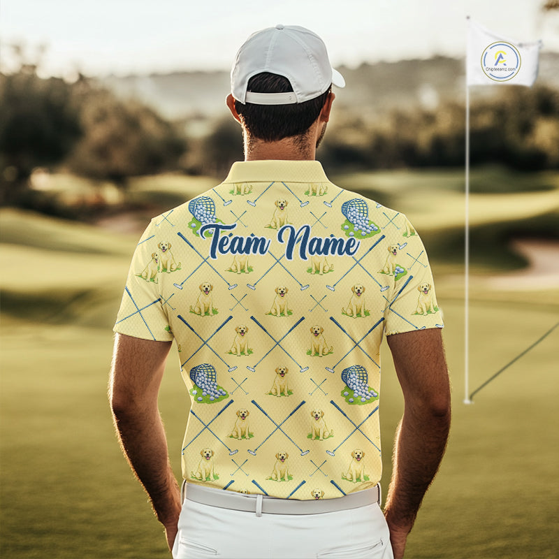 Funny Yellow Labrador Golf Polo Shirt For Team, Men’S Polo Shirt For Golf Lovers NHT564
