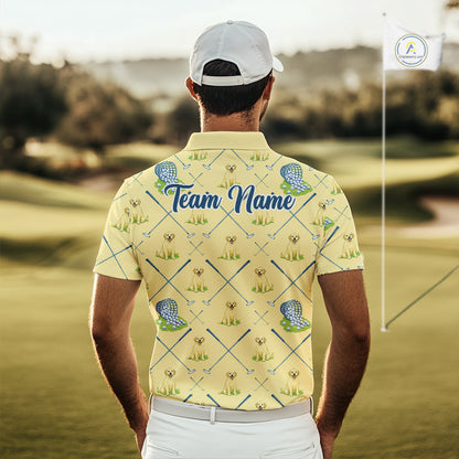Funny Yellow Labrador Golf Polo Shirt For Team, Men’S Polo Shirt For Golf Lovers NHT564