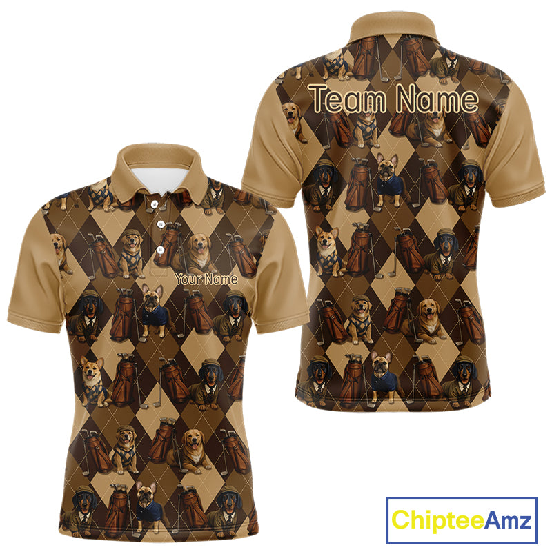 Funny Dog Pattern Golf Polo Shirt For Team, Best Golf Dog Custom Pet For Golf Lovers NHT566