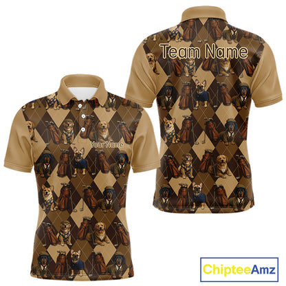 Funny Dog Pattern Golf Polo Shirt For Team, Best Golf Dog Custom Pet For Golf Lovers NHT566
