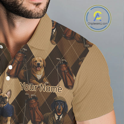 Funny Dog Pattern Golf Polo Shirt For Team, Best Golf Dog Custom Pet For Golf Lovers NHT566
