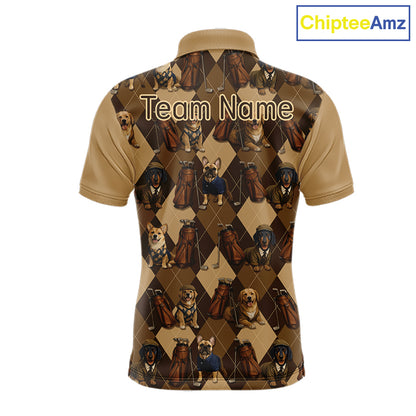Funny Dog Pattern Golf Polo Shirt For Team, Best Golf Dog Custom Pet For Golf Lovers NHT566
