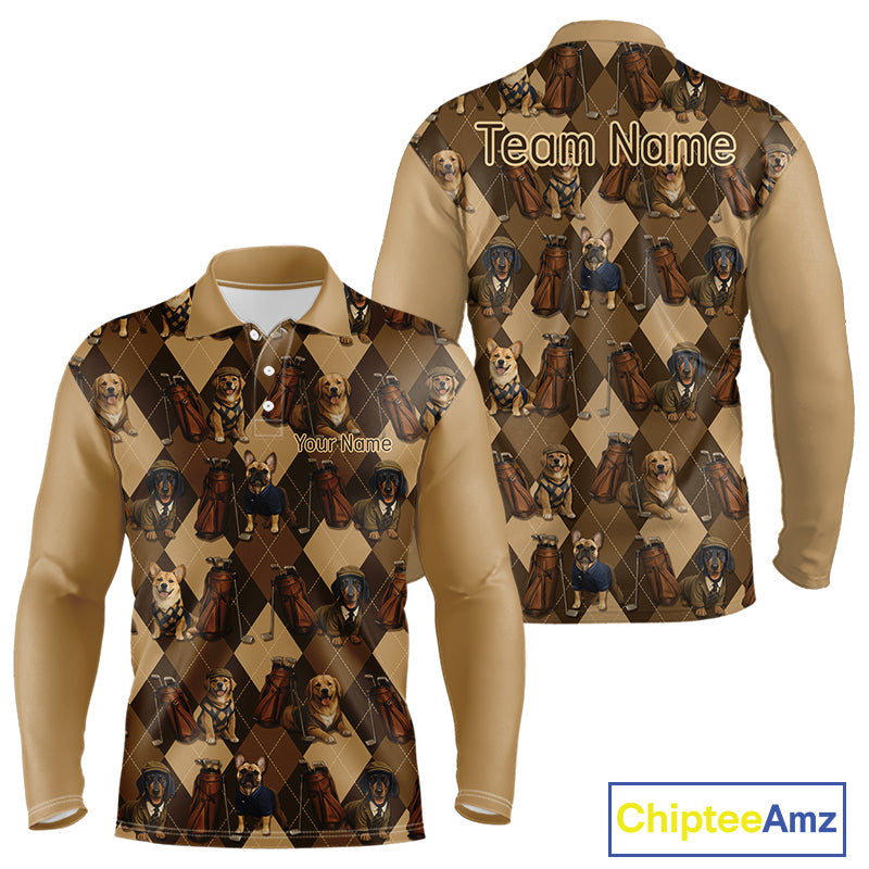 Funny Dog Pattern Golf Polo Shirt For Team, Best Golf Dog Custom Pet For Golf Lovers NHT566