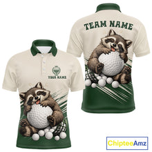 Load image into Gallery viewer, Custom Green Raccoon Golf Jersey For Mens, Custom Name Funny Golf Top For Team NHT935