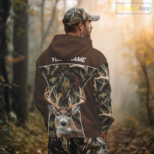 Load image into Gallery viewer, Brown Camo Deer Hunting Shirt, Deer Hunting Custom Name Camouflage Hunting Clothes NHT239