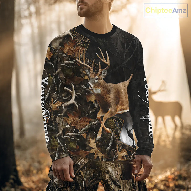 Customized Name Whitetail Deer Hunting Jump Shirt, Gift for Hunters – NHT315