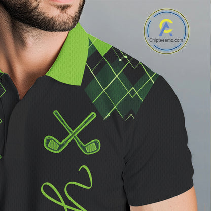 Mens Golf Polo Shirt Argyle Pattern Golf Shirts For Mens Funny White Green Golf Gifts NHT788