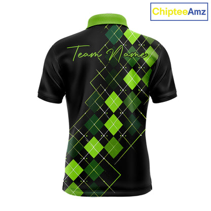 Mens Golf Polo Shirt Argyle Pattern Golf Shirts For Mens Funny White Green Golf Gifts NHT788
