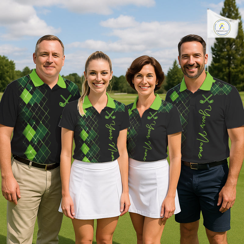 Mens Golf Polo Shirt Argyle Pattern Golf Shirts For Mens Funny White Green Golf Gifts NHT788