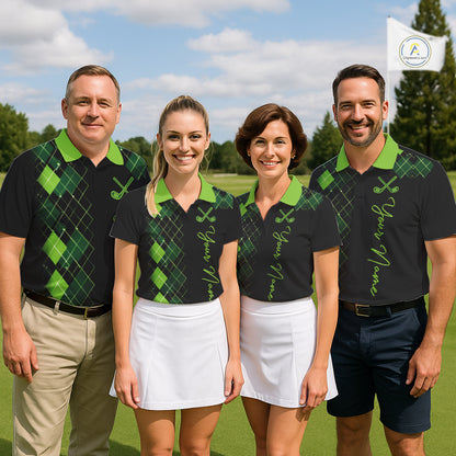 Mens Golf Polo Shirt Argyle Pattern Golf Shirts For Mens Funny White Green Golf Gifts NHT788