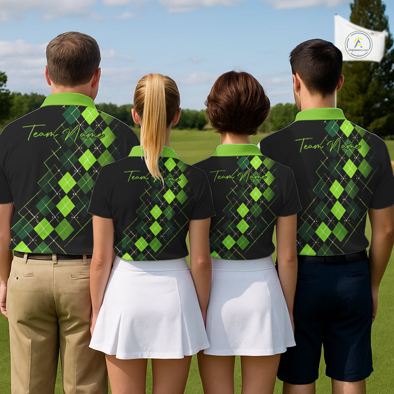 Mens Golf Polo Shirt Argyle Pattern Golf Shirts For Mens Funny White Green Golf Gifts NHT788