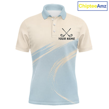 Funny chicken golf polo shirt personalized custom name blue golf polo for men