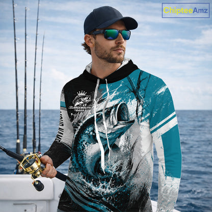 Personalized Bass Fishing Shirts Long Sleeve Hooded, Patriotic American Flag Fishing Jersey 