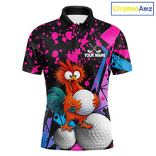 Load image into Gallery viewer, Colorful Funny Chicken Golf Jersey for Men Golf League Team Shirt