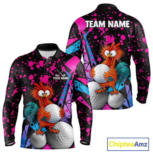 Colorful Funny Chicken Golf Jersey for Men Golf League Team Shirt