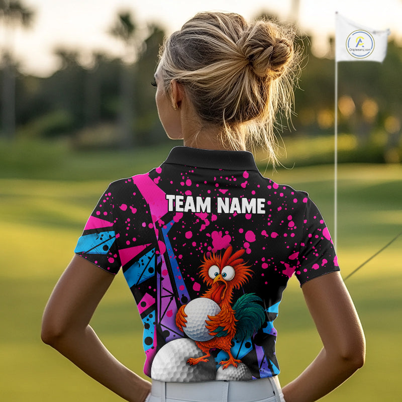 Colorful Funny Chicken Golf Jersey For Womens Golf League Golf Team Shirts NHT953