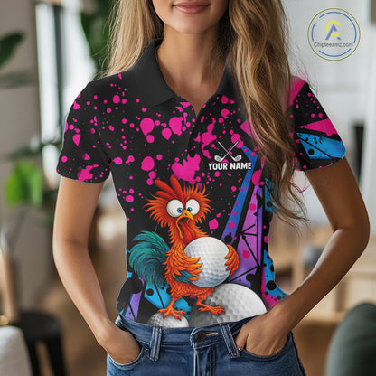 Colorful Funny Chicken Golf Jersey For Womens Golf League Golf Team Shirts NHT953