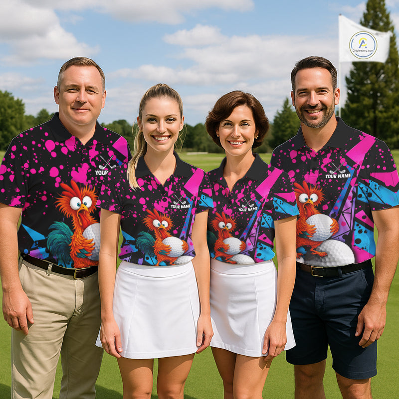 Colorful Funny Chicken Golf Jersey for Men Golf League Team Shirt