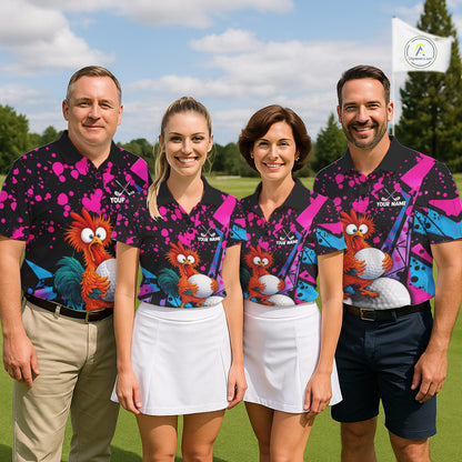 Colorful Funny Chicken Golf Jersey For Womens Golf League Golf Team Shirts NHT953
