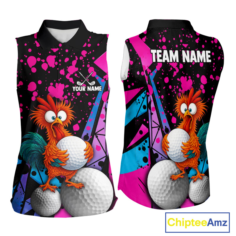 Colorful Funny Chicken Golf Jersey for Womens  Golf League Team Shirt