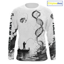 Load image into Gallery viewer, Largemouth Bass Fishing Long Sleeve Shirt Fisherman Boat DNA Art Graphic For Anglers For Men