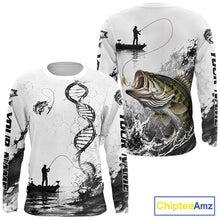 Load image into Gallery viewer, Largemouth Bass Fishing Long Sleeve Shirt Fisherman Boat DNA Art Graphic For Anglers For Men