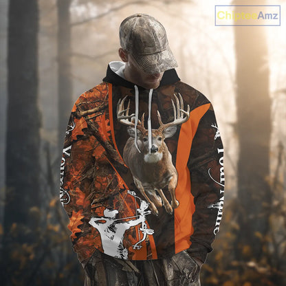 Orange Bow Hunting Deer Camouflage Personalized Hunting Shirt, Hoodie Hunting Shirt For Men NHT318