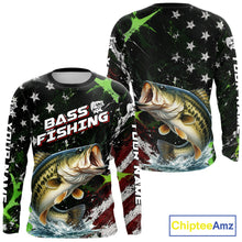 Load image into Gallery viewer, Best Bass Fishing Shirt Long Sleeve American Flag Patriotic Custom Name