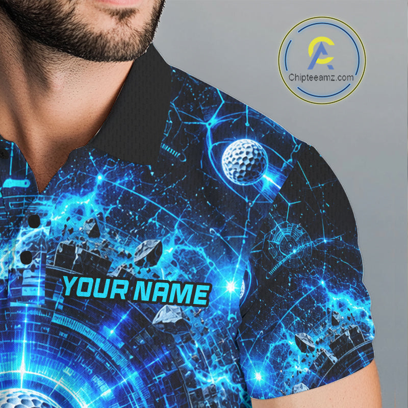Shirt with futuristic design and 'Your Name' text, brand logo visible