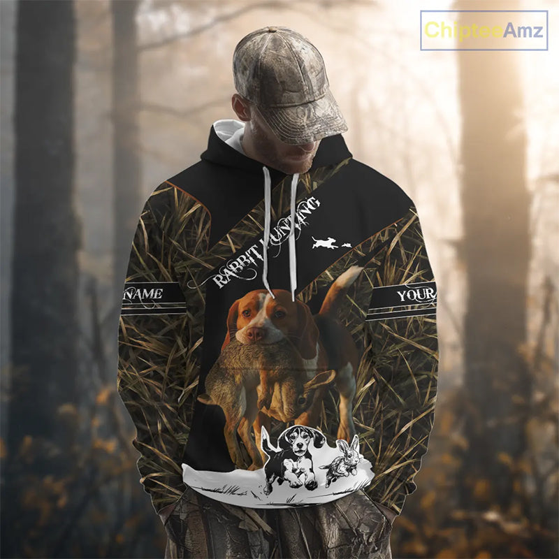 Custom Camouflage Rabbit Hunting With Beagle Dog For Hunter, Rabbit Hunting Gifts NHT270