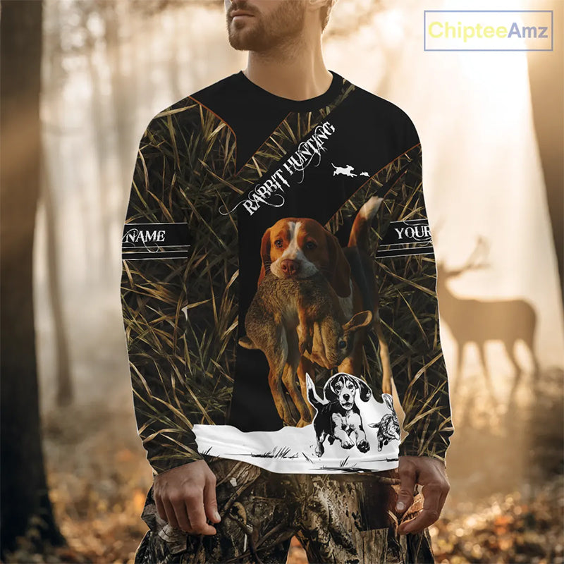 Custom Camouflage Rabbit Hunting With Beagle Dog For Hunter, Rabbit Hunting Gifts NHT270