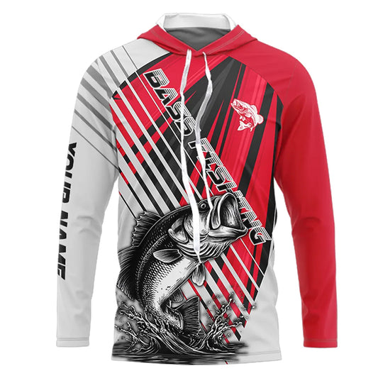 Largemouth Bass Fishing Shirts Long Sleeve Hooded Customize Name, Personalized Fishing Gift NHT381