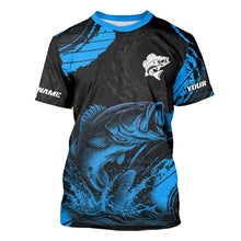 Load image into Gallery viewer, Personalized Bass Fishing Jerseys, Bass Fishing Scale T-Shirt| Blue NHT387