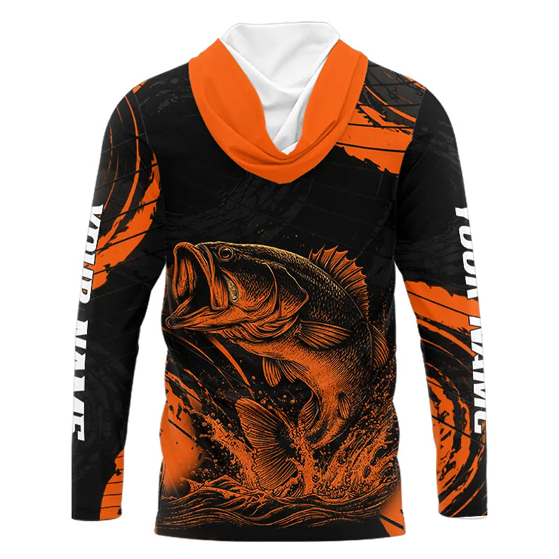 Personalized Bass Fishing Jerseys, Bass Fishing Scale Long Sleeve Shirt| Orange NHT388