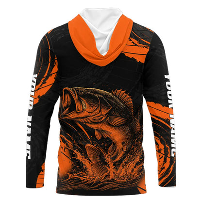 Personalized Bass Fishing Jerseys, Bass Fishing Scale Long Sleeve Shirt| Orange NHT388