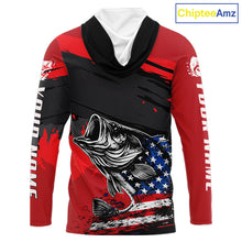 Load image into Gallery viewer, Bass American Flag Hooded Fishing Shirt Long Sleeve, Red Fishing Jersey For Fisherman NHT496