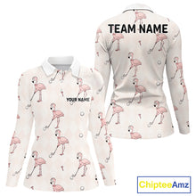 Load image into Gallery viewer, Personalized Argyle Funny Flamingo Pattern Womens Golf Polo Shirt - Custom Golf Team Gift
