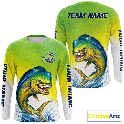 Personalized Offshore Fishing Jerseys, Mahi Mahi Angry Tournament Fishing Shirts For Men NHT1311