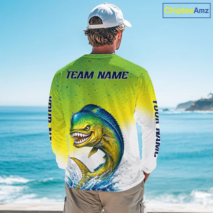 Personalized Offshore Fishing Jerseys, Mahi Mahi Angry Tournament Fishing Shirts For Men NHT1311