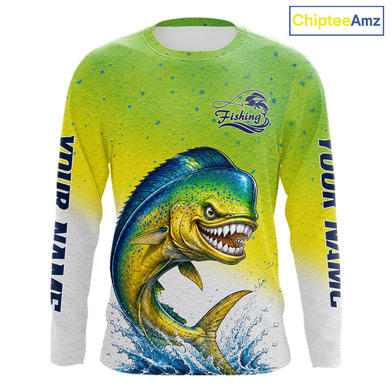 Personalized Offshore Fishing Jerseys, Mahi Mahi Angry Tournament Fishing Shirts For Men NHT1311