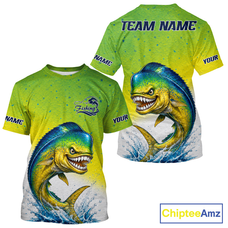 Personalized Offshore Fishing Jerseys, Mahi Mahi Angry Tournament Fishing T - Shirt For Men NHT1311