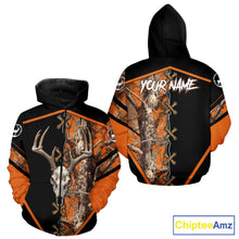 Load image into Gallery viewer, Personalized Orange Camo Black Skull Deer Hunting 3D Shirts, Perfect Gift for Hunters NHT281