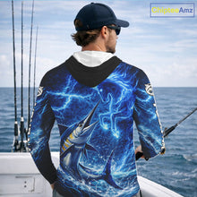 Load image into Gallery viewer, Marlin &amp; Blue Thunder Horse Fishing Shirt Long Sleeve Hooded, Marlin Fishing Shirt For Men NHT450